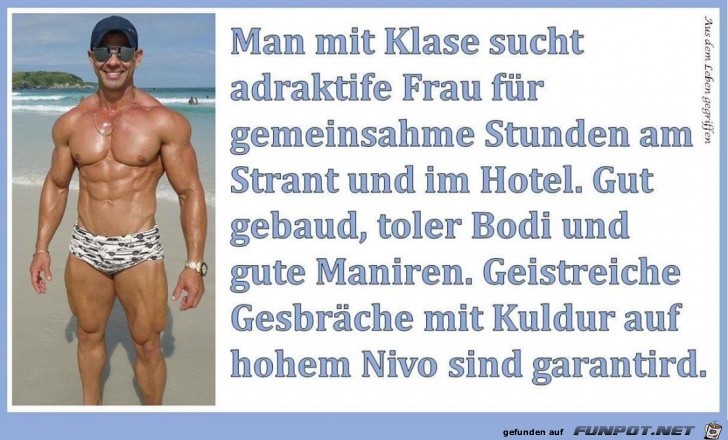 Mann mit Klasse, sucht...