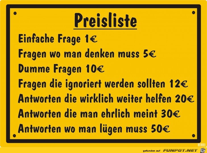 Schild-preisliste