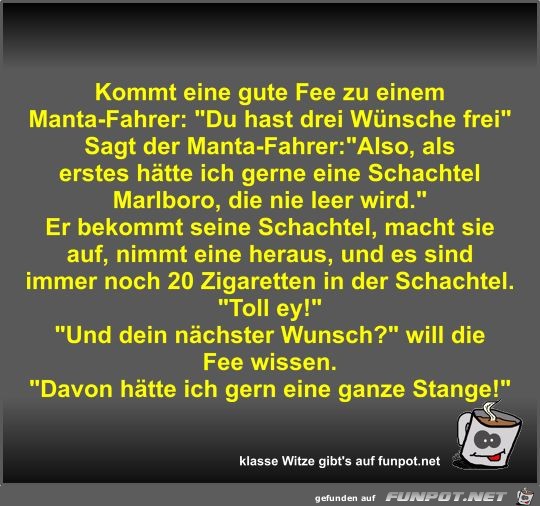 Kommt eine gute Fee zu einem Manta-Fahrer Kommt eine gute Fee zu einem Manta-Fahrer