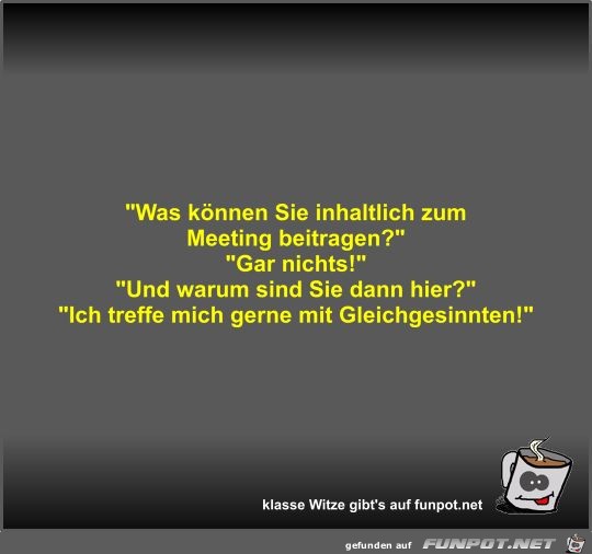 Was können Sie inhaltlich zum Meeting beitragen? Was können Sie inhaltlich zum Meeting beitragen?