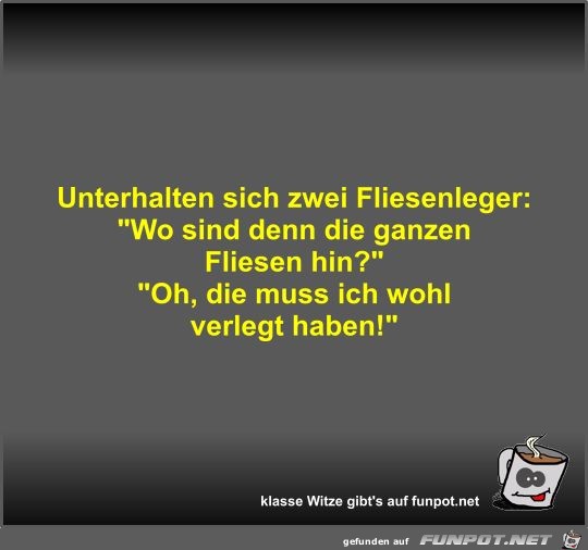 Unterhalten sich zwei Fliesenleger Unterhalten sich zwei Fliesenleger