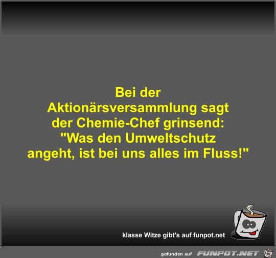 Bei der Aktionrsversammlung sagt der Chemie-Chef grinsend