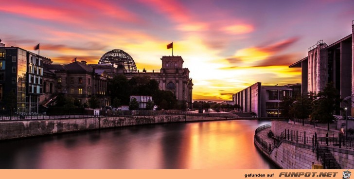 Berlin-Sonnenuntergang am Reichstag