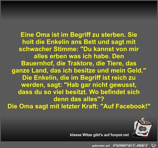 Eine Oma ist im Begriff zu sterben