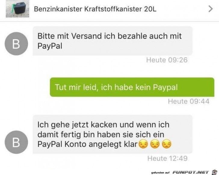 Ich habe kein Paypal