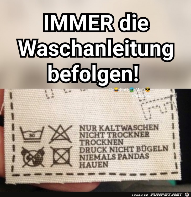 Waschankeitung beachten Waschankeitung beachten