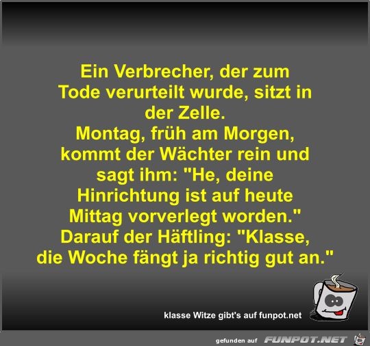 Ein Verbrecher, der zum Tode verurteilt wurde, sitzt in der Ein Verbrecher, der zum Tode verurteilt wurde, sitzt in der