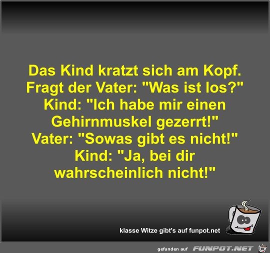 Das Kind kratzt sich am Kopf