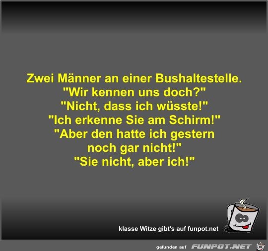 Zwei Männer an einer Bushaltestelle Zwei Männer an einer Bushaltestelle