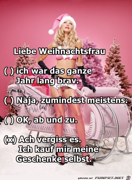 Liebe Weihnachtsfrau Liebe Weihnachtsfrau