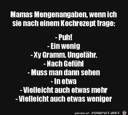 Genaue Mengen-Angaben Genaue Mengen-Angaben