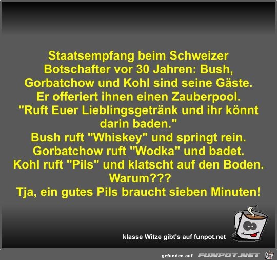 Staatsempfang beim Schweizer Botschafter vor 30 Jahren Staatsempfang beim Schweizer Botschafter vor 30 Jahren