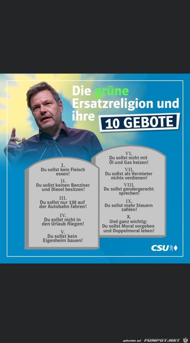 Die grne Ersatzreligion und ihre 10 Gebotet