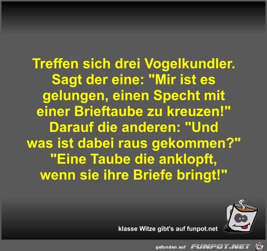 Treffen sich drei Vogelkundler Treffen sich drei Vogelkundler