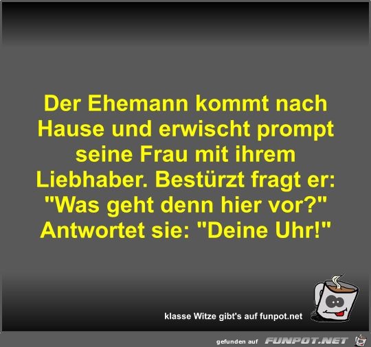 Der Ehemann kommt nach Hause und erwischt prompt seine Frau Der Ehemann kommt nach Hause und erwischt prompt seine Frau