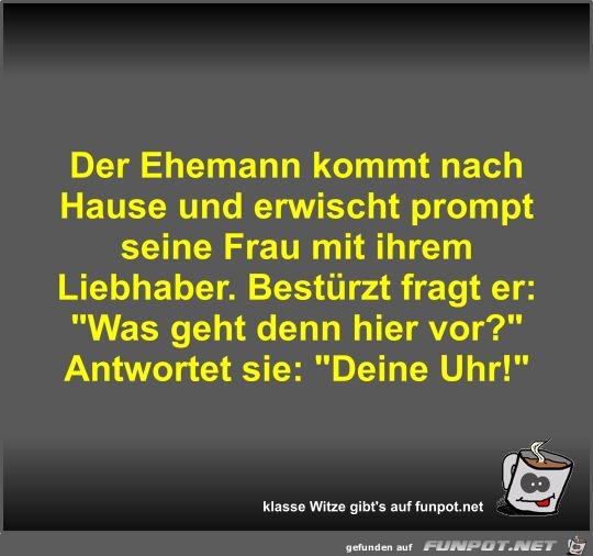 Der Ehemann kommt nach Hause und erwischt prompt seine Frau