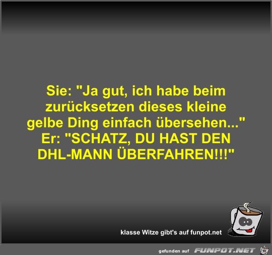 Sie: Ja gut, ich habe beim zurücksetzen dieses kleine... Sie: Ja gut, ich habe beim zurücksetzen dieses kleine...
