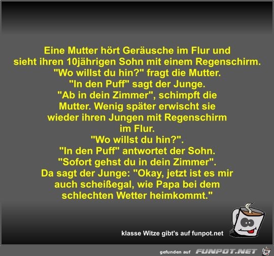 Eine Mutter hrt Gerusche im Flur und sieht ihren...