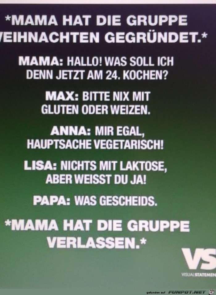 Mama hat die Gruppe Weihnachten gegruendet