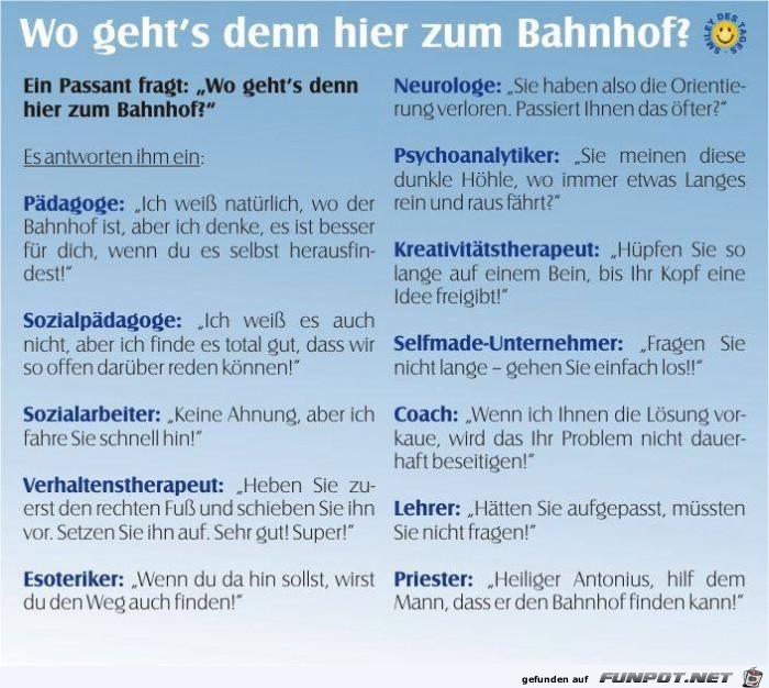 wo gehts denn hier zum bahnhof wo gehts denn hier zum bahnhof