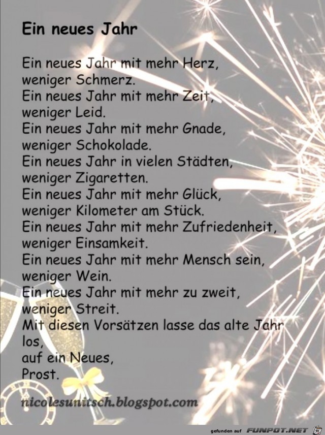 Ein neues Jahr mit mehr ... - Gedicht von Nicole Sunitsch Ein neues Jahr mit mehr ... - Gedicht von Nicole Sunitsch