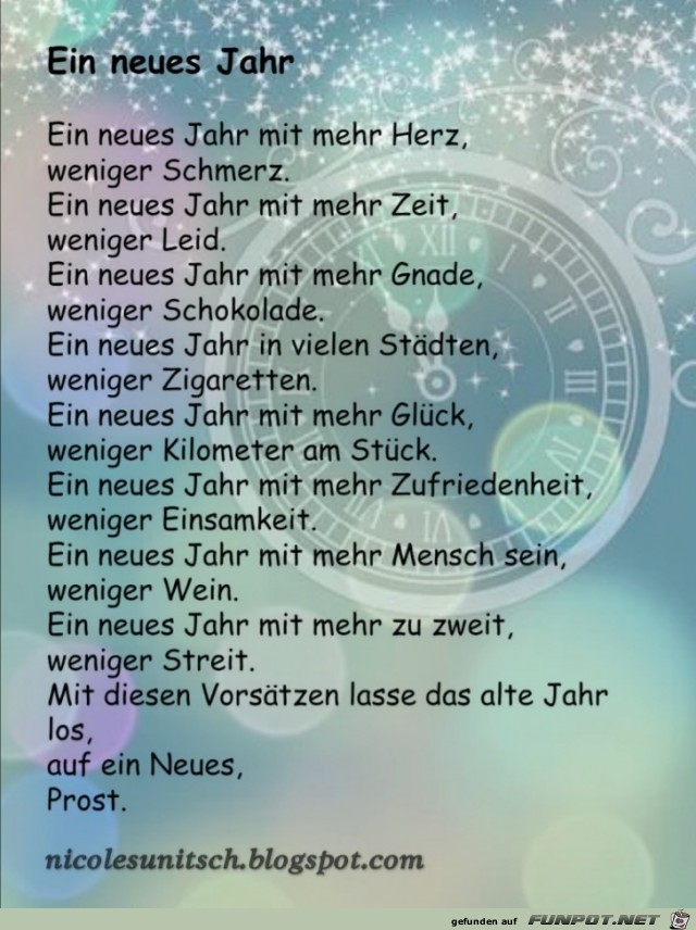 Ein neues Jahr mit mehr ... - Gedicht von Nicole Sunitsch Ein neues Jahr mit mehr ... - Gedicht von Nicole Sunitsch