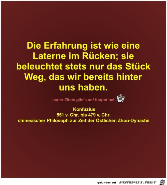 Die Erfahrung ist wie eine
Laterne im Rücken;... Die Erfahrung ist wie eine
Laterne im Rücken;...