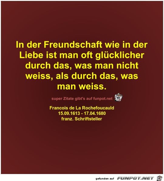 In der Freundschaft wie in der
Liebe ist man oft... In der Freundschaft wie in der
Liebe ist man oft...