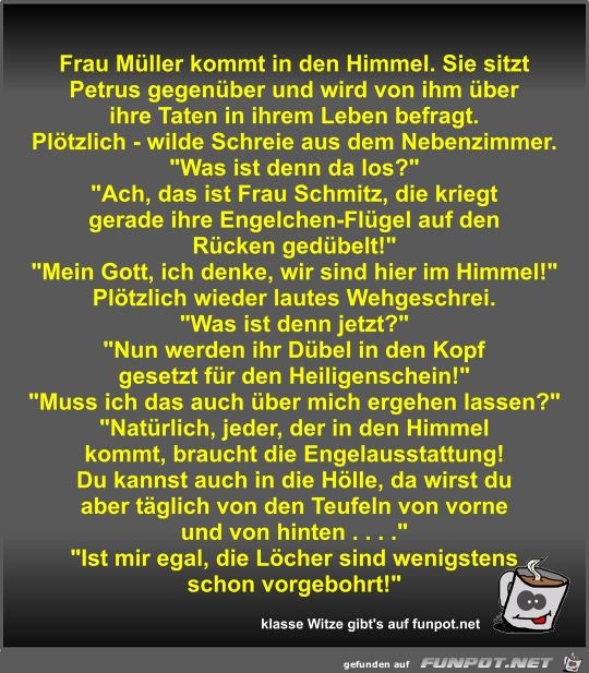 Frau Müller kommt in den Himmel Frau Müller kommt in den Himmel