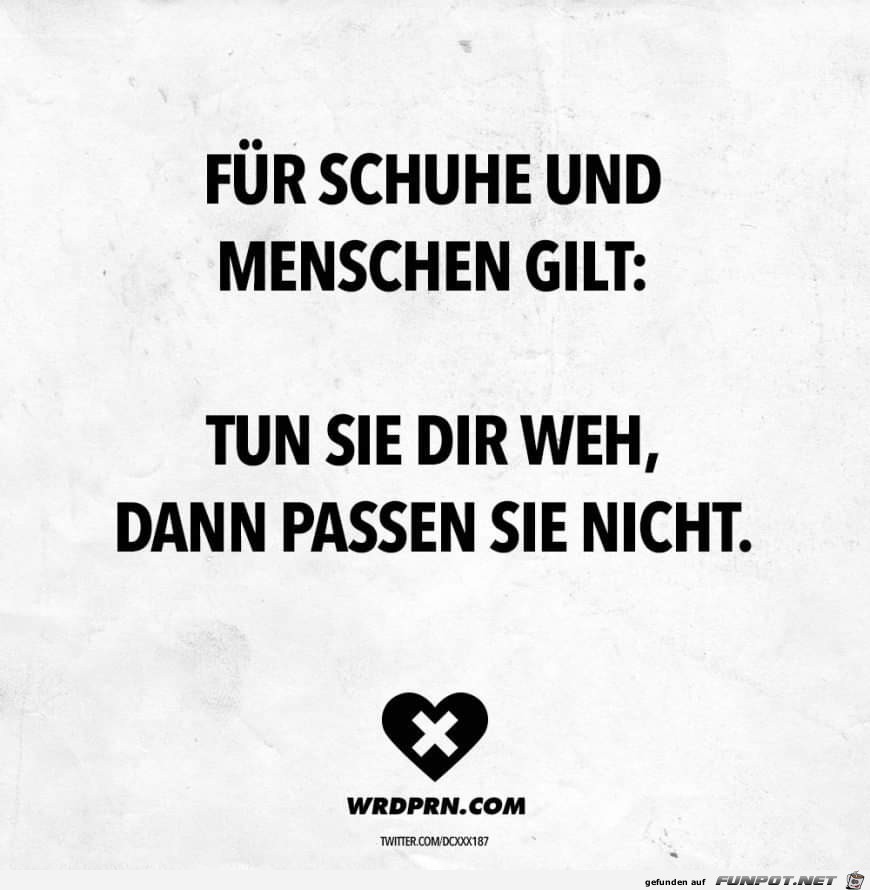 herziger Spruch 'fuer schuhe und'