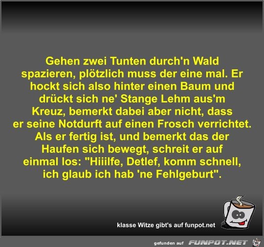 Gehen zwei Tunten durch'n Wald spazieren Gehen zwei Tunten durch'n Wald spazieren