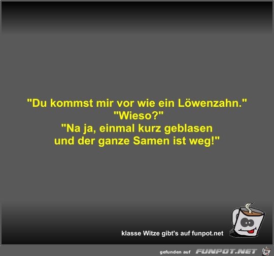 Du kommst mir vor wie ein Löwenzahn Du kommst mir vor wie ein Löwenzahn