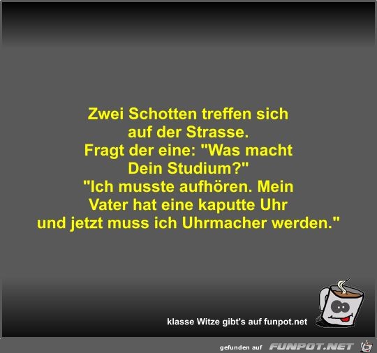 Zwei Schotten treffen sich auf der Strasse Zwei Schotten treffen sich auf der Strasse