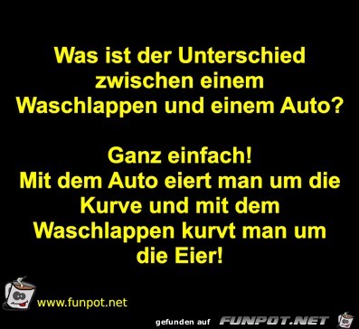 Unterschied Auto und Waschlappen