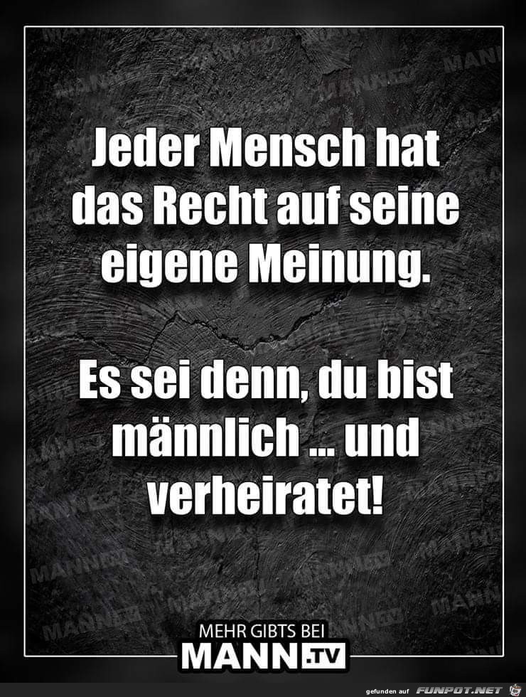 Jeder Menscht hat das Recht auf seine eigene Meinung Jeder Menscht hat das Recht auf seine eigene Meinung