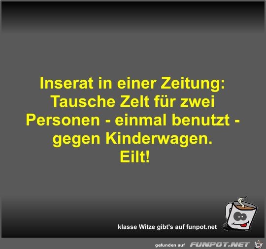 Inserat in einer Zeitung Inserat in einer Zeitung