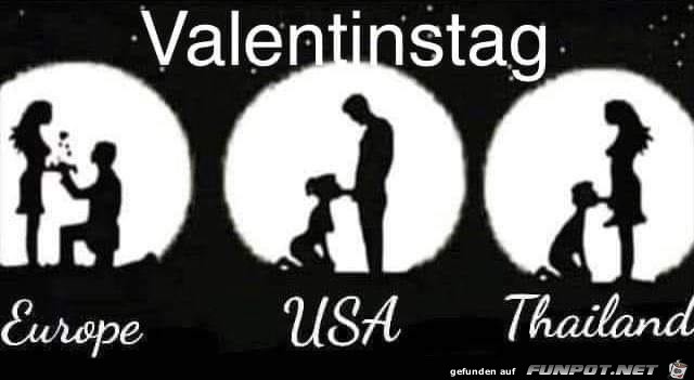 Unterschied Valentinstag in Europa, USA, Thailand