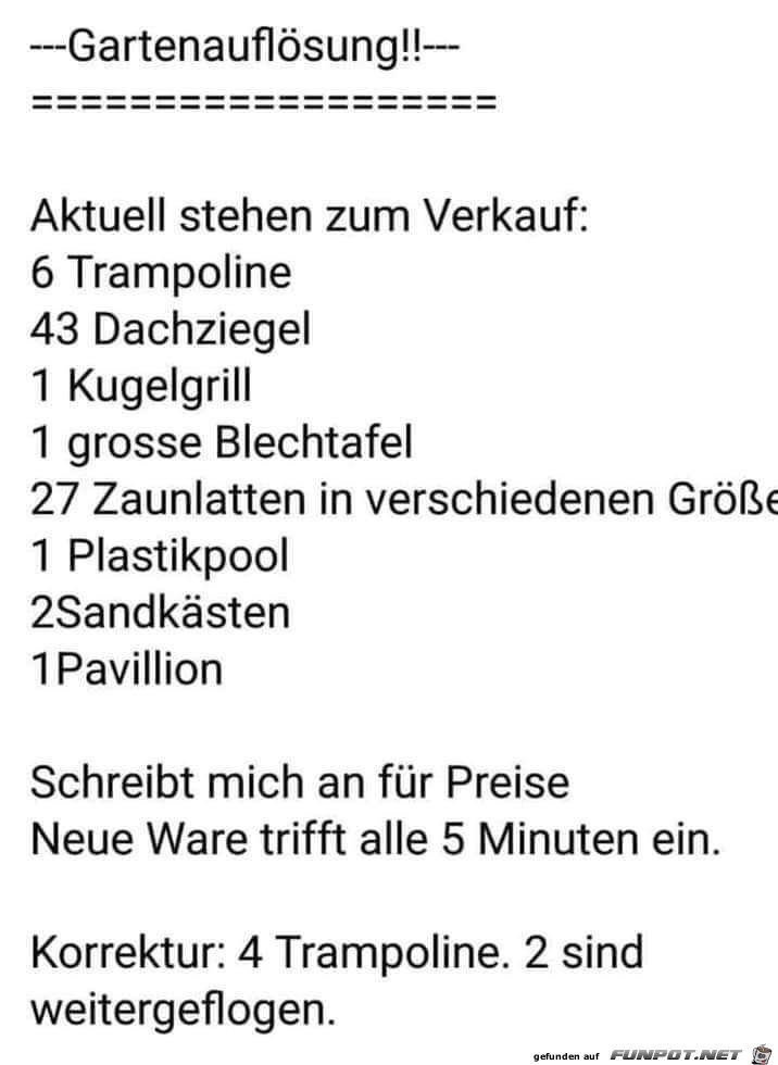 Gartenauflösung Gartenauflösung