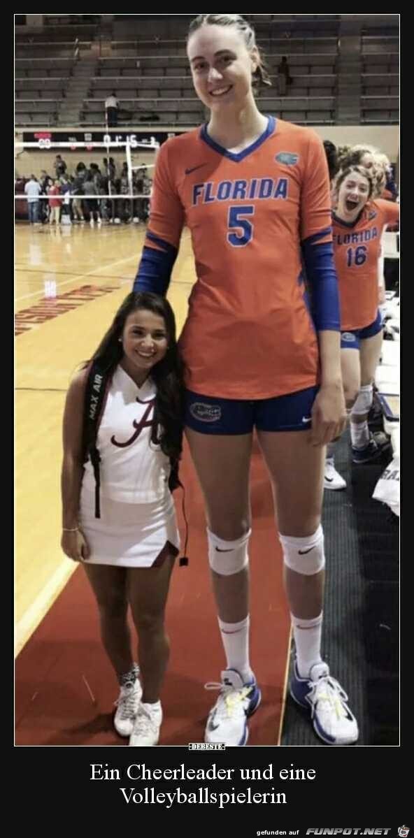 Ein Cheerleader und eine Volleyballspielerin