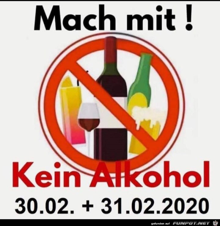 Kein Alkohol am Ende Februar