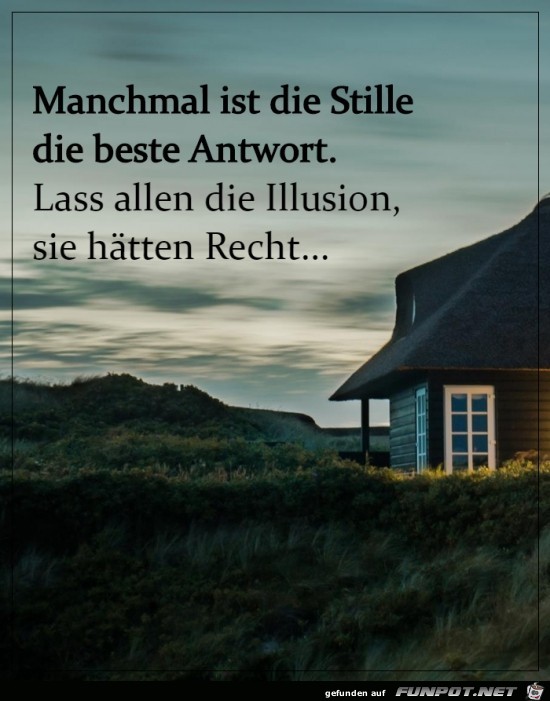 Manchmal ist die Stille die beste Antwort Manchmal ist die Stille die beste Antwort