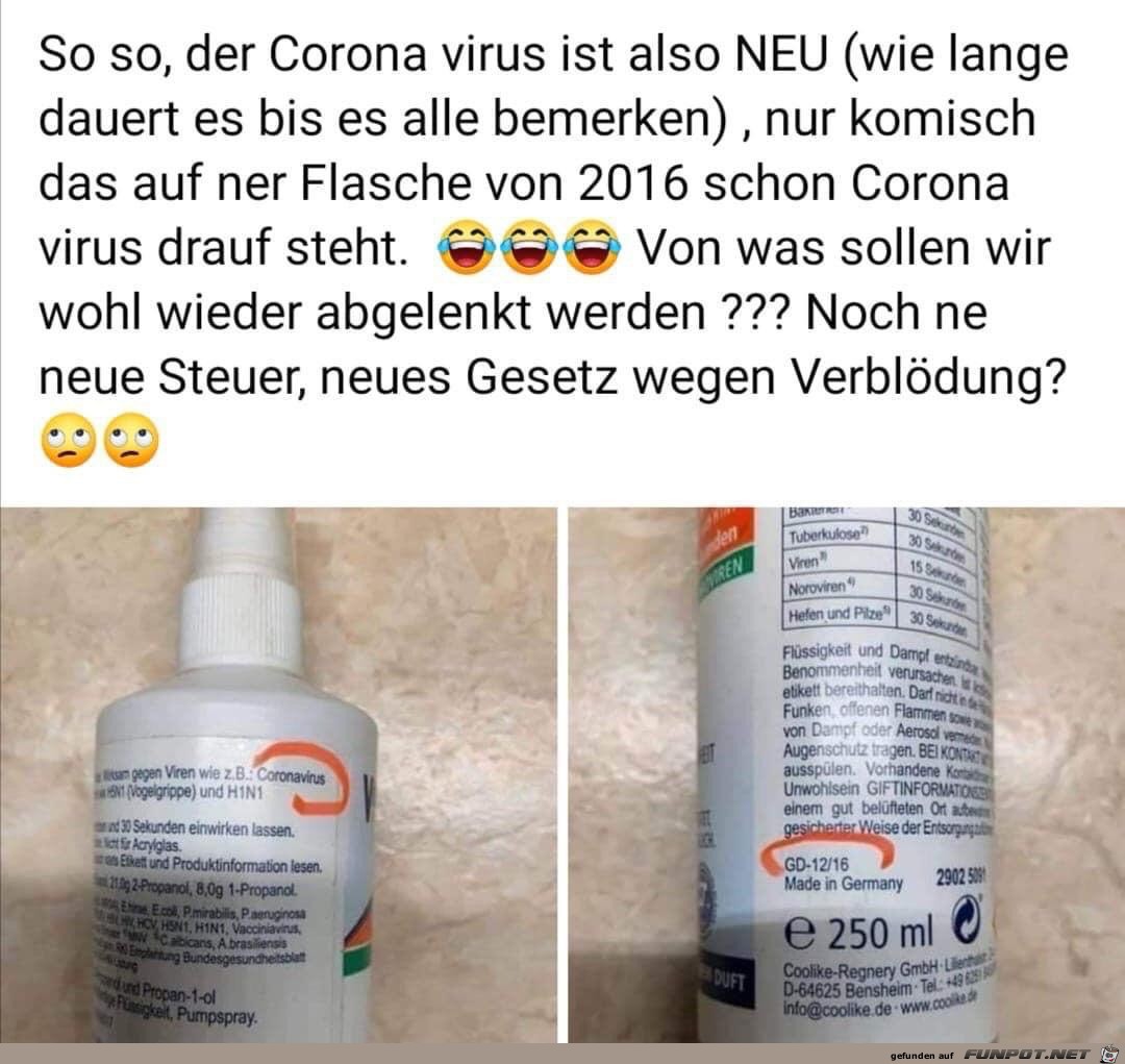 Das Corona-Virus soll also neu sein Das Corona-Virus soll also neu sein