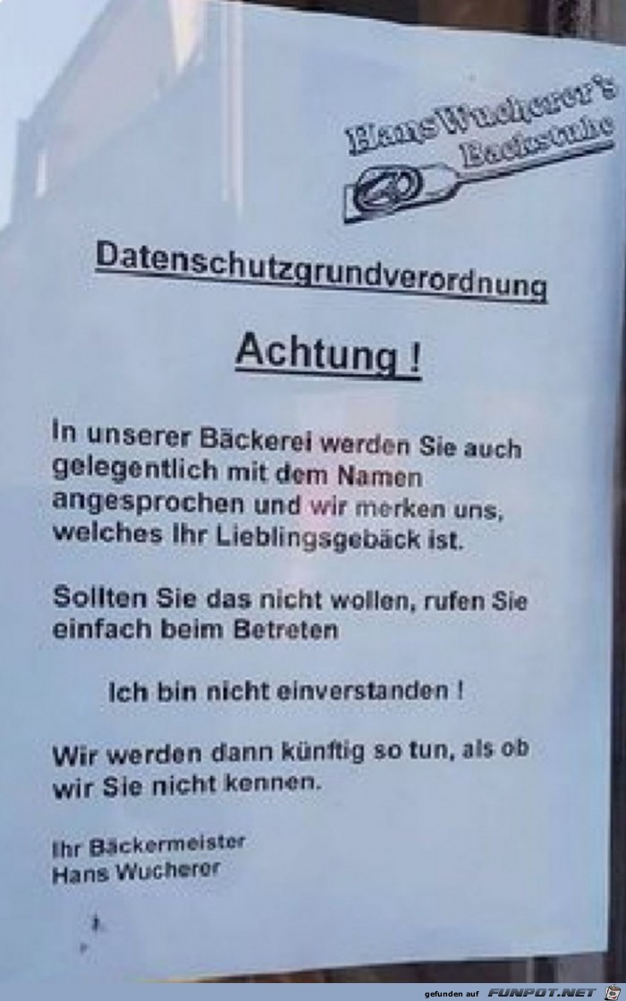 Achtung ! Datenschutzgrundverordnung