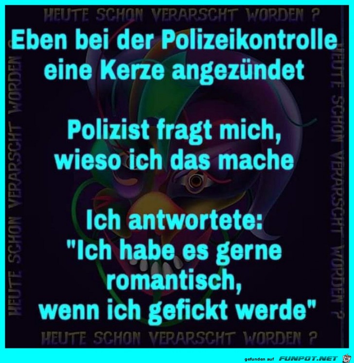 Polizeikontrolle mit Kerze