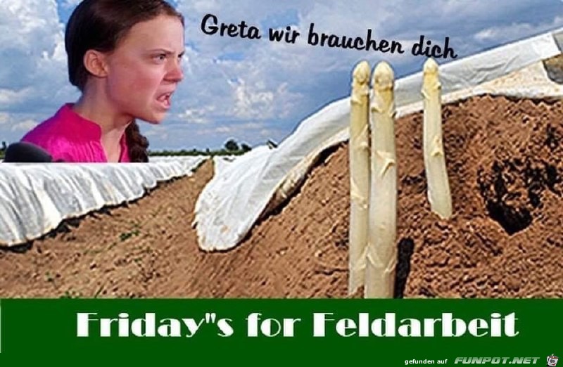 Greta komm zur Feldarbeit