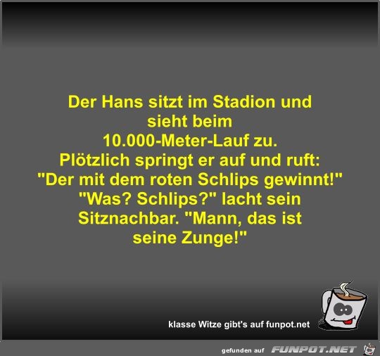 Der Hans sitzt im Stadion und sieht beim 10