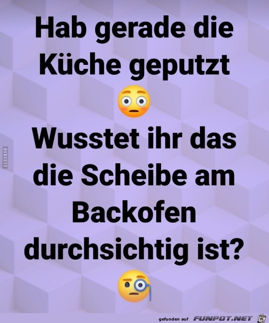 Scheibe am Backofen