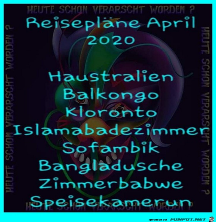 Reisepläne im April Reisepläne im April