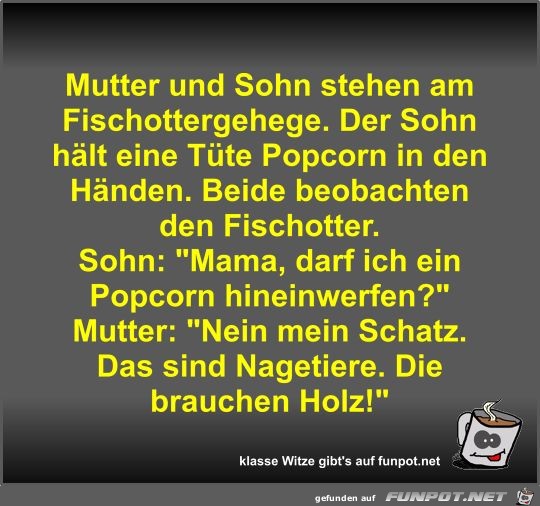 Mutter und Sohn stehen am Fischottergehege Mutter und Sohn stehen am Fischottergehege