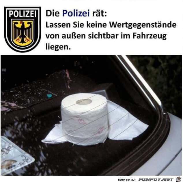 Keine Wertgegenstnde im Auto lassen